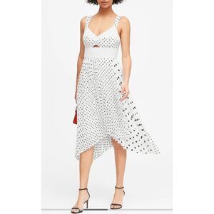 Banana Republic Cut Out Pleated Polka Dot Dress SIZE 10